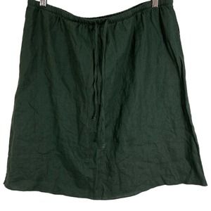 Allen Allen Linen Skirt Green XL Minimalist Lagenlook Pencil Skirt Mini